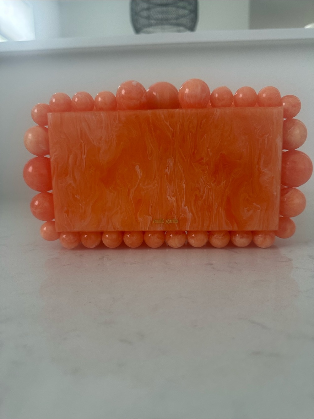 Cult Gaia Marbled Resin Bead Clutch in Papaya - Picture 4 of 11